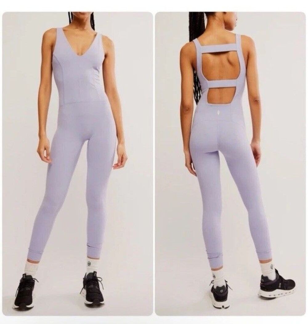 NWT Free People FP Movement One Piece Jumpsuit Platinum Lilac Size S